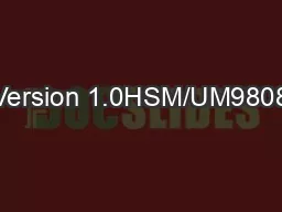 Version 1.0HSM/UM9808