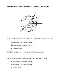 Spherical Unit Vectors in relation to Cartesian Unit Vectors