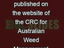 This document was originally published on the website of the CRC for Australian Weed Management