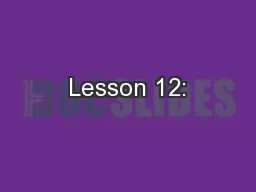 Lesson 12:
