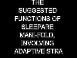 THE SUGGESTED FUNCTIONS OF SLEEPARE MANI-FOLD, INVOLVING ADAPTIVE STRA
