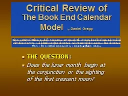 The Book End Calendar Model