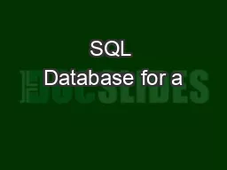 SQL Database for a