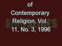 of Contemporary Religion, Vol. 11, No. 3, 1996