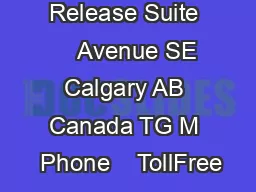 Model Release Suite     Avenue SE Calgary AB Canada TG M  Phone    TollFree