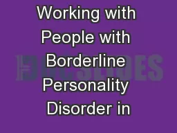 Working with People with Borderline Personality Disorder in