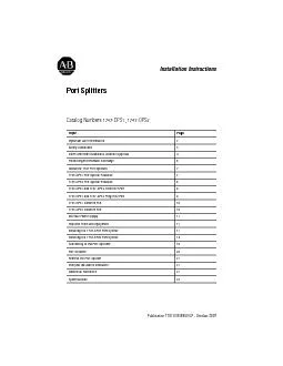 Port Splitters     Publication 1747-IN516B-EN-P - October 2007Safety G