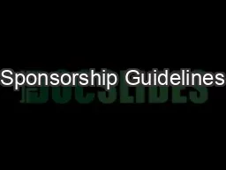 Sponsorship Guidelines