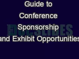 Guide to Conference Sponsorship and Exhibit Opportunities