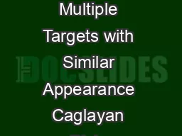 The Way They Move Tracking Multiple Targets with Similar Appearance Caglayan Dicle Northeastern