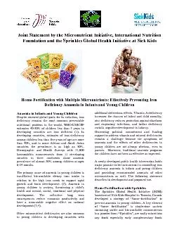 Joint Statement by the Micronutrient Initiative, International Nutriti