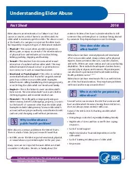 Understanding Elder Abuse Fact Sheet  Elder abuse includes several types of viol