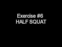 Exercise #6 HALF SQUAT