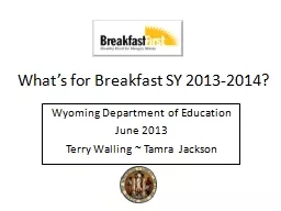 What’s for Breakfast SY 2013-2014?