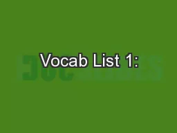 Vocab List 1: