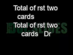 Total of rst two cards           Total of rst two cards   Dr