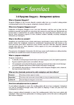 3-8 Ryegrass Staggers – Management optionsRyegrass Staggers is th