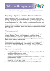 Supporting A Pupil Who Stammers - A Guide For Teachers  During your te