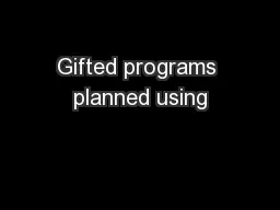 Gifted programs planned using