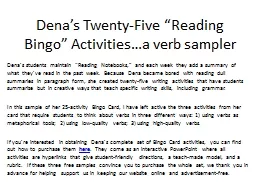 Dena’s Twenty-Five “Reading Bingo” Activities…a ver