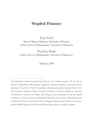 StapledFinancePaulPovelBauerCollegeofBusiness,UniversityofHoustonCarls