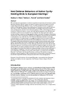 Nest Defense Behaviors of Native Cavity-Nesting Birds to European Star