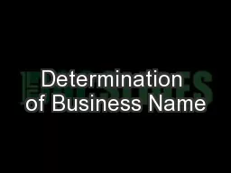 Determination of Business Name