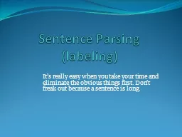 Sentence Parsing (labeling)