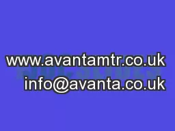 www.avantamtr.co.uk    info@avanta.co.uk