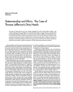 Statesmanship and Ethics:The Case of Thomas Jeffersons Dirty Hands669S