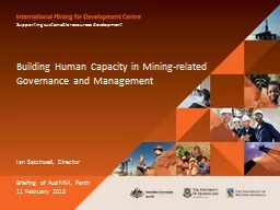 Building Human Capacity in Mining-related Governance and Ma