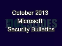 October 2013 Microsoft Security Bulletins