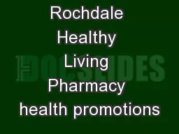 Bury and Rochdale Healthy Living Pharmacy health promotions