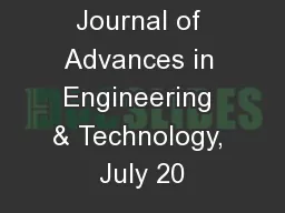 International Journal of Advances in Engineering & Technology, July 20
