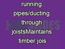 Suitable for running pipes/ducting through joistsMaintains timber jois