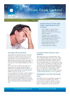 Chronic Fatigue Syndrome and Sleep www
