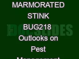 BROWN MARMORATED STINK BUG218  Outlooks on Pest Management – Octo