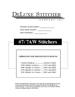 Before using this Stitcher, all operators must study this manual and f