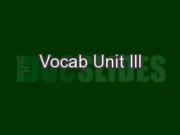 Vocab Unit III
