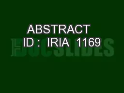ABSTRACT  ID :  IRIA  1169