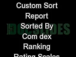 Life Insurer Financial Report Includes Custom Sort Report Sorted By Com dex Ranking Rating Scales Report Stan The A nnuity Man P