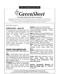 April 2013, Issue 6EARTH DAY:  April 22