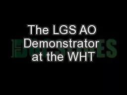 The LGS AO Demonstrator at the WHT
