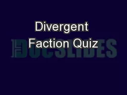 Divergent Faction Quiz