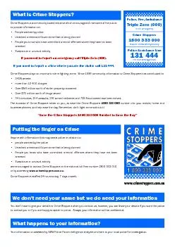 What is Crime Stoppers?
