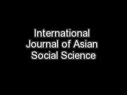 International Journal of Asian Social Science