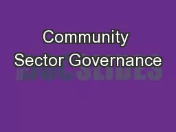 Community Sector Governance