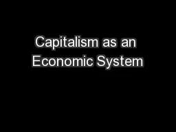 Capitalism as an Economic System