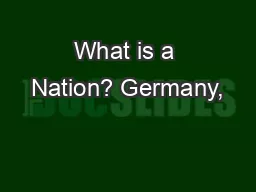 What is a Nation? Germany,