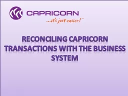 Reconciling Capricorn transactions with the Business System